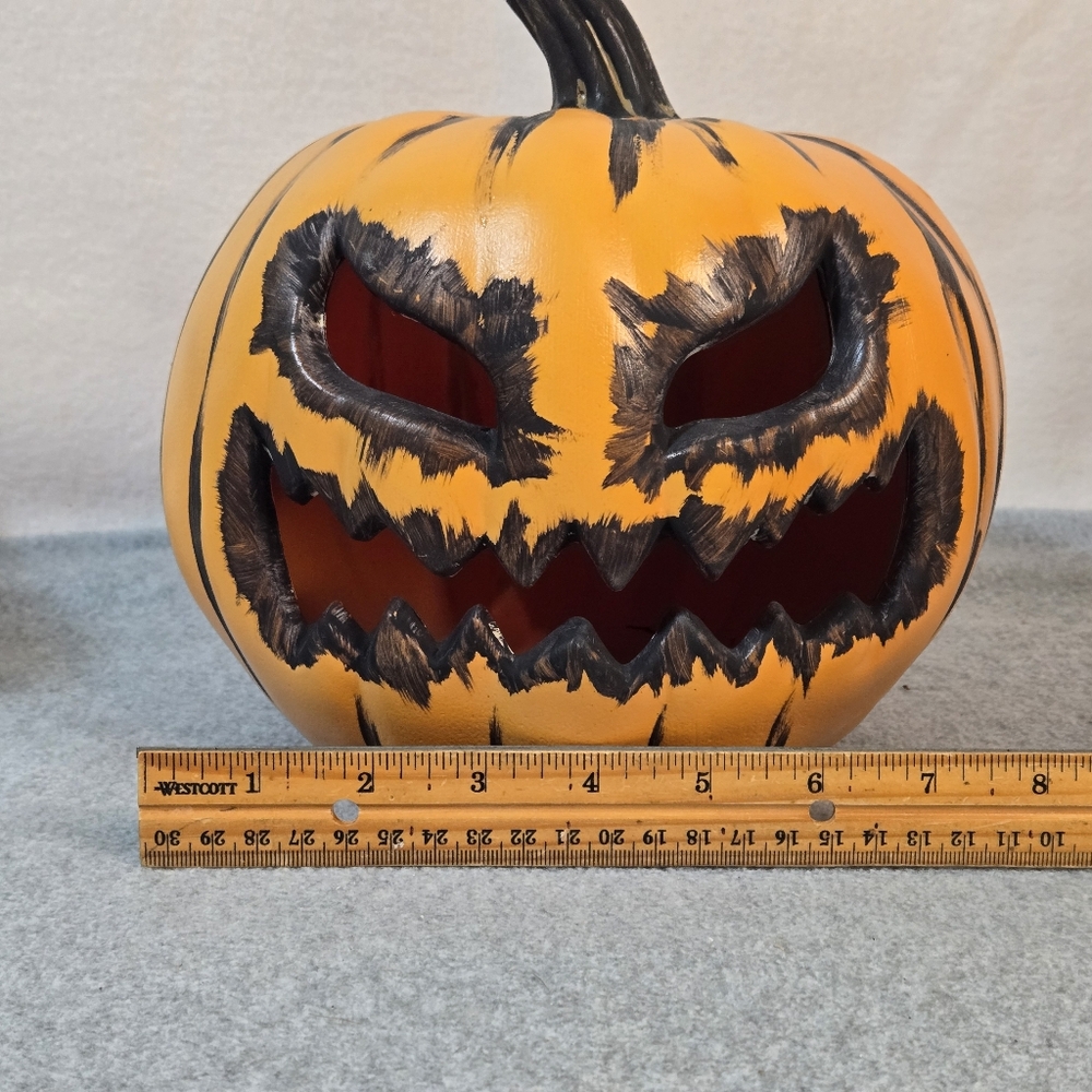 Gemmy Pumpkin Blow Mold Hand Painted Small 8in Unique Decor Halloween W/Light - Picture 7 of 7